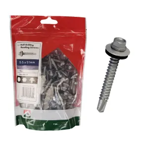 100 x Roofing & Cladding Screws 5.5 x 51mm Self Drill