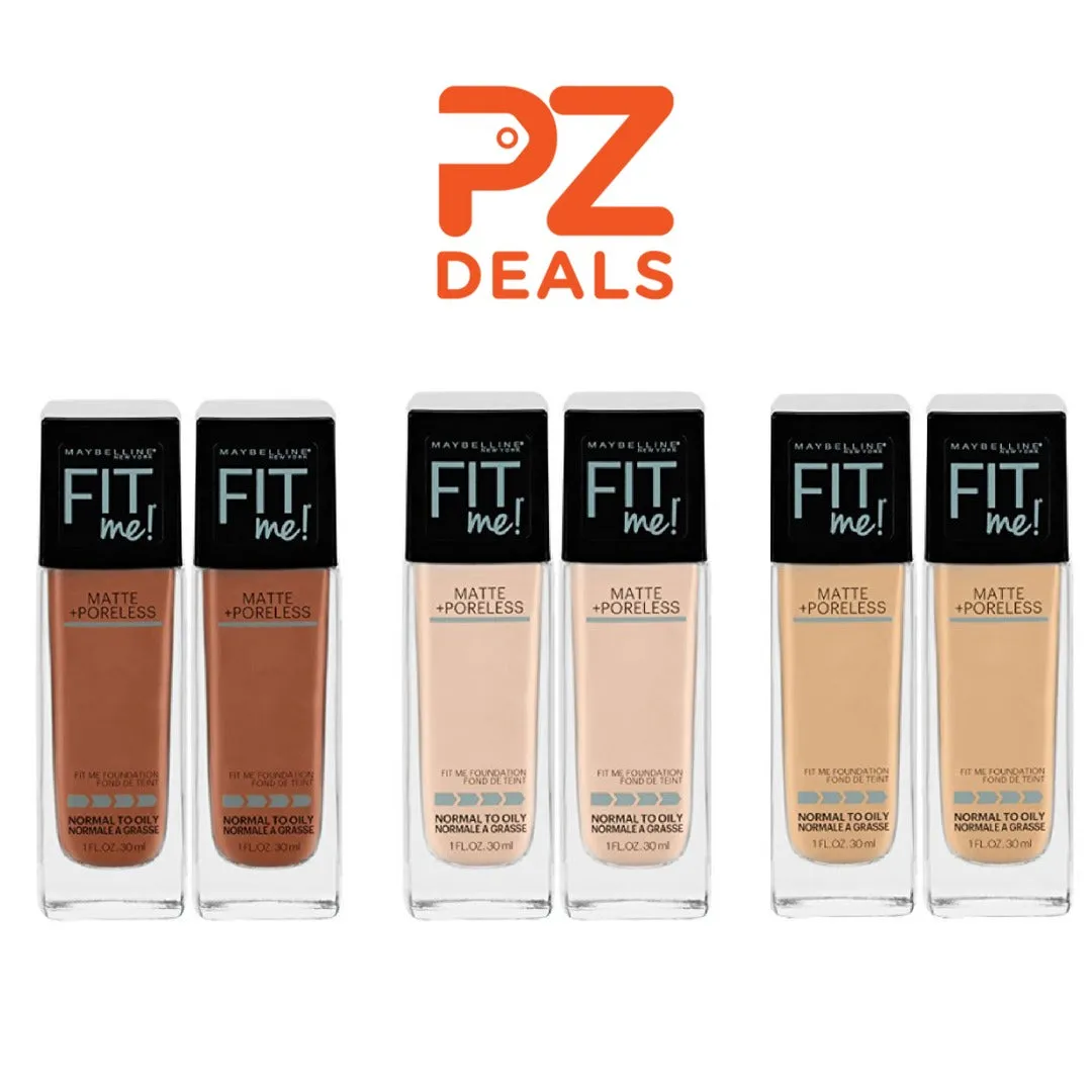 2 Pack Maybelline New York Fit Me Matte   Poreless Liquid Foundation Makeup