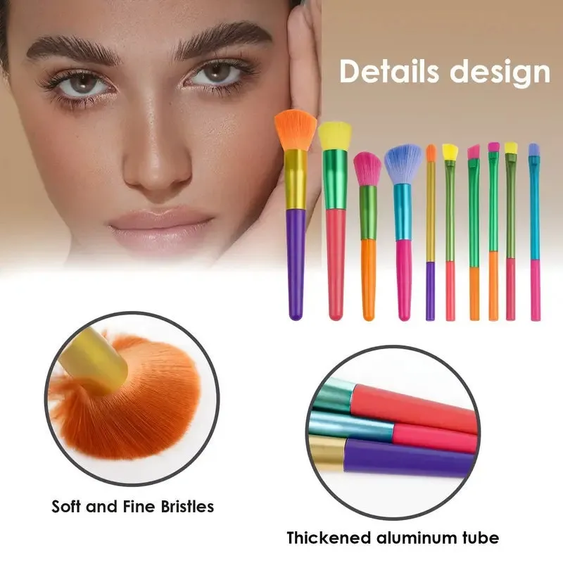 20 Pcs Colourful Makeup Brushes Kit For Women |  Synthetic Kabuki Brush Set Foundation Powder Blending Concealer Eye Shadows Blush Cosmetics