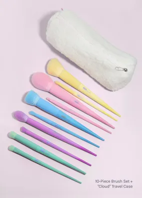 AOA 10-Piece Rainbow Brush Set   Cloud Travel Bag