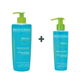 BIODERMA CLEANSE & PURIFY SET - SEBIUM GEL MOUSSANT 500ML   FREE 200ML