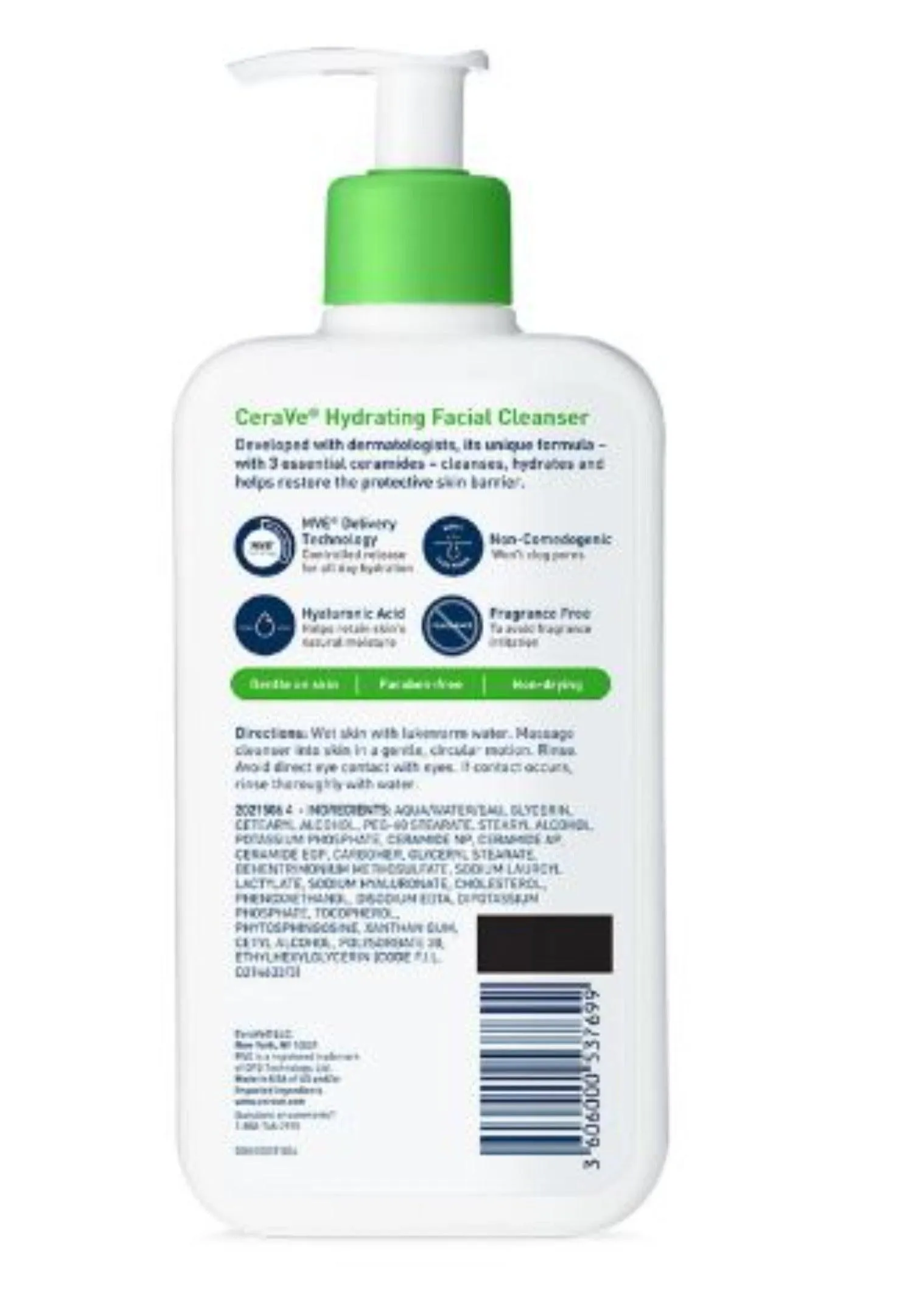 CeraVe Hydrating Facial Cleanser, Normal to Dry Skin - 12 fl. oz., 2 pk.