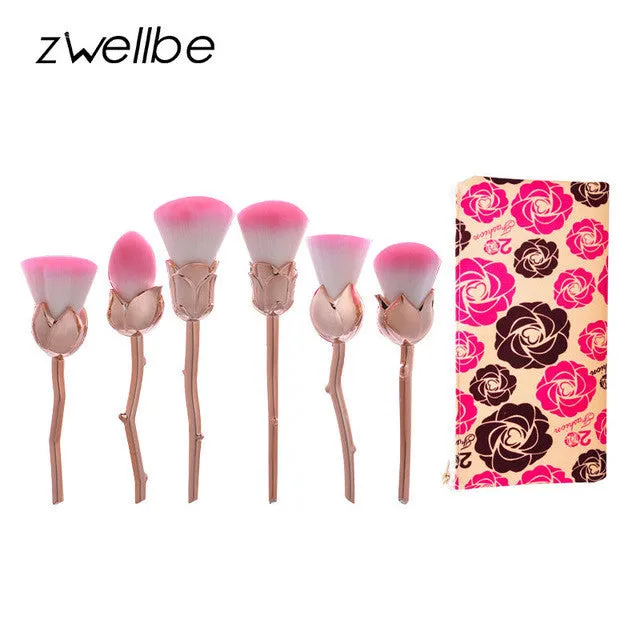 Color Rose Makeup Brushes