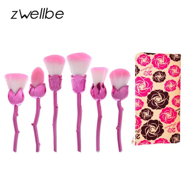 Color Rose Makeup Brushes