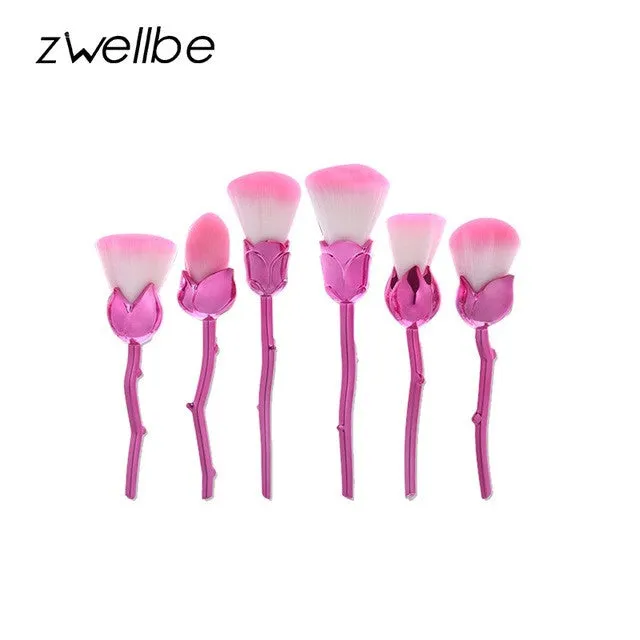 Color Rose Makeup Brushes