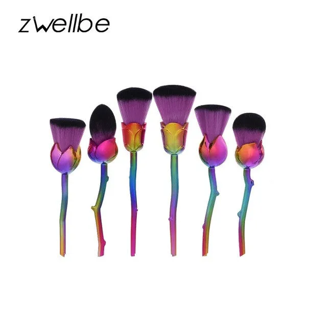 Color Rose Makeup Brushes