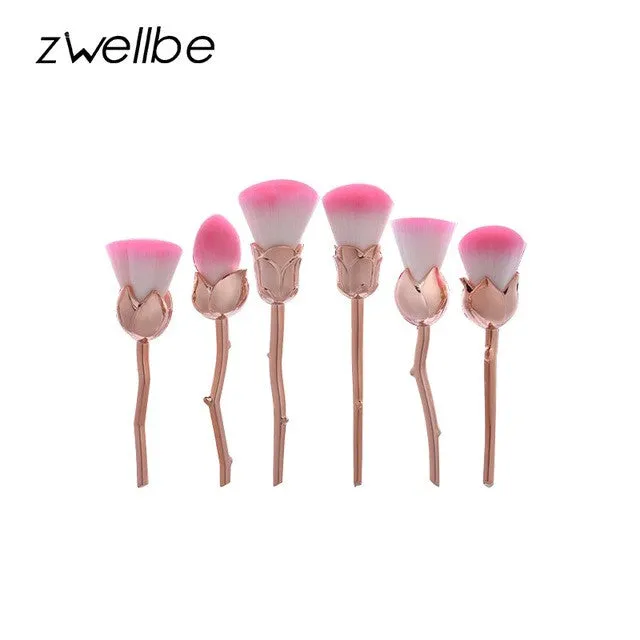 Color Rose Makeup Brushes