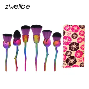 Color Rose Makeup Brushes