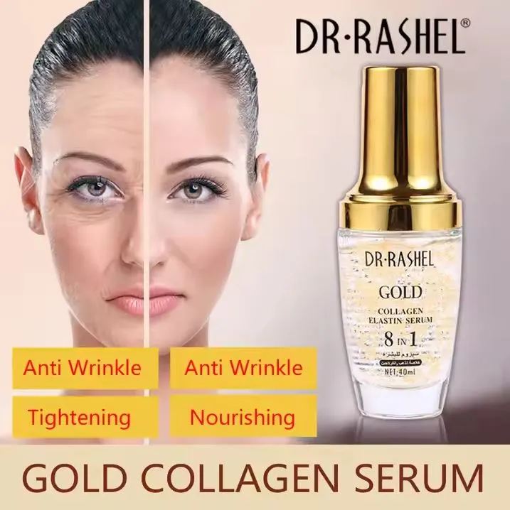 DR.RASHEL Gold Collagen Ampoule Elastin Moisturizing Anti Aging Make Up Primer Face Freshing Serum DRL-1255