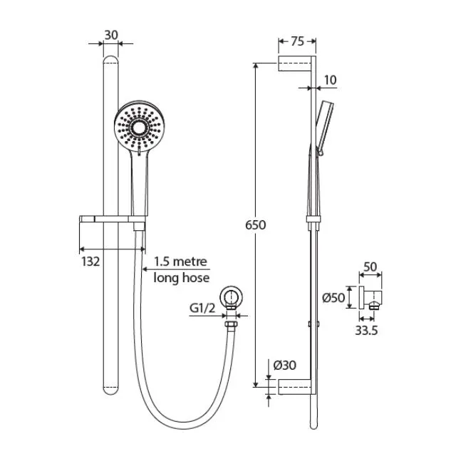 Fienza Empire Rail Shower Chrome