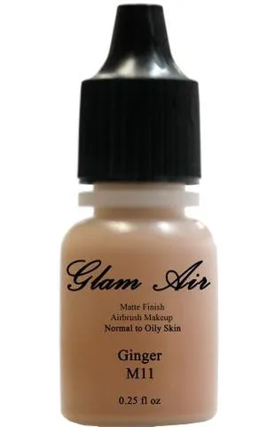 Glam Air Airbrush Makeup Foundations Set Two M11 Ginger and M13 Soft Walnut for Flawless Looking Skin Matte Finish For Normal to Oily Skin (Water Based)0.25oz Bottles