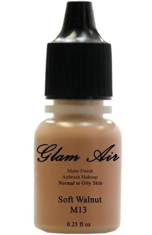 Glam Air Airbrush Makeup Foundations Set Two M11 Ginger and M13 Soft Walnut for Flawless Looking Skin Matte Finish For Normal to Oily Skin (Water Based)0.25oz Bottles