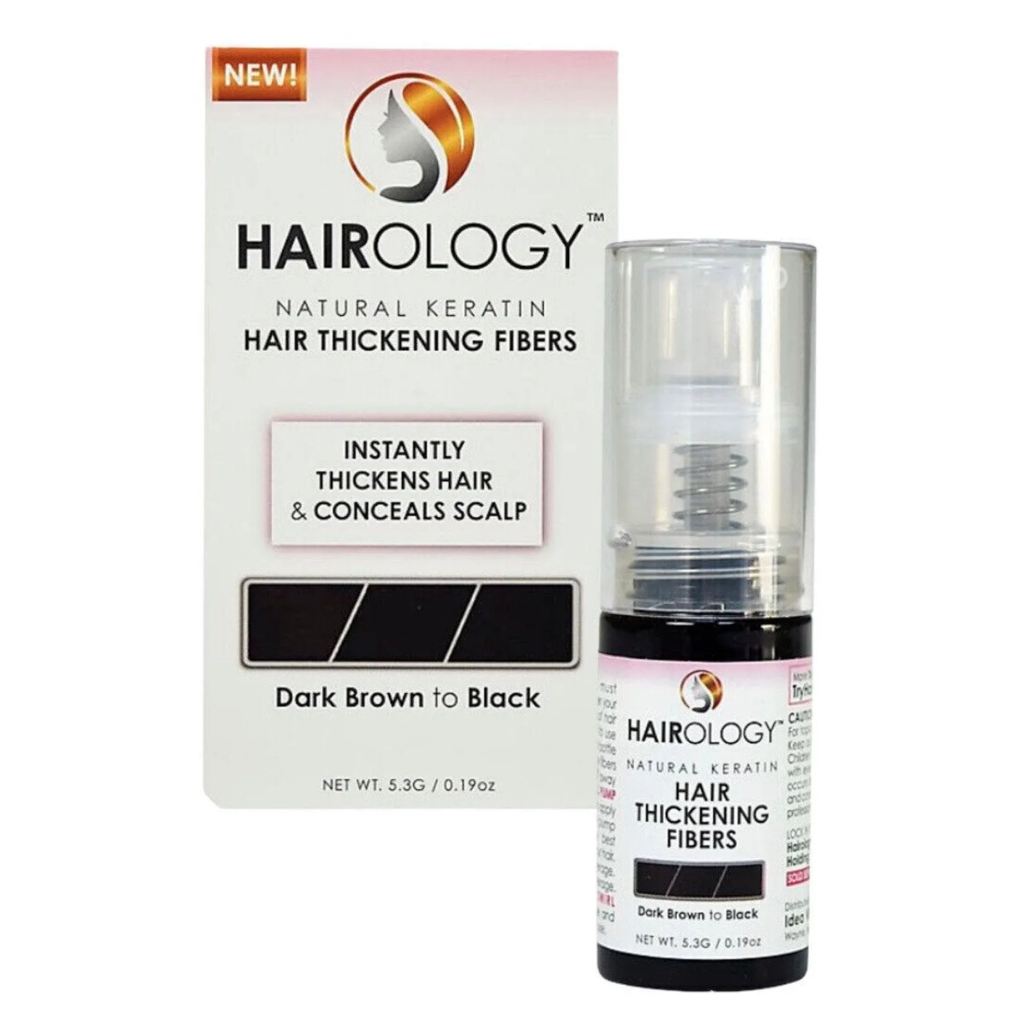 Hairology Hair Thickening Fibers Dark Brown to Black 0.19oz/5.3g