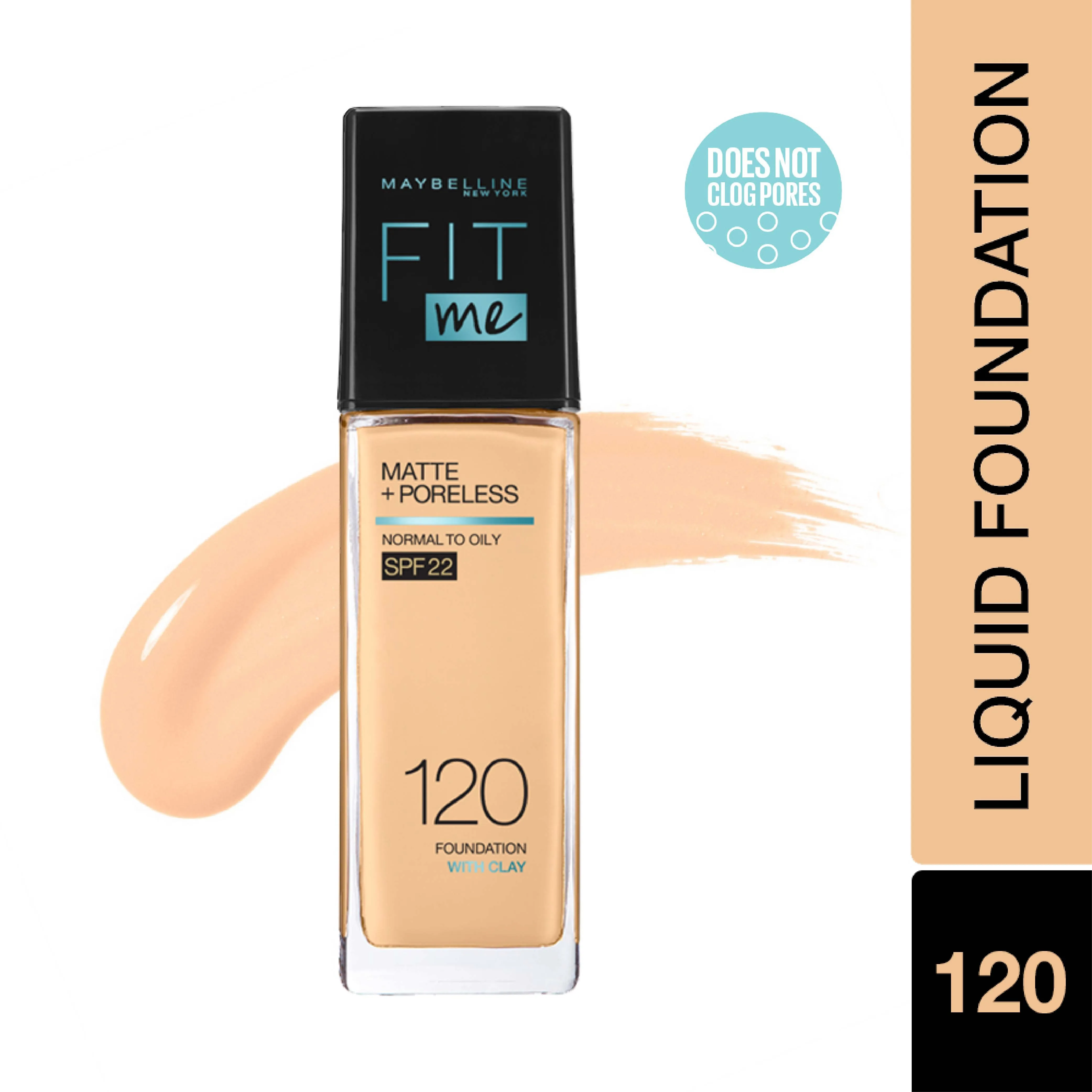 Maybelline New York Fit Me Matte   Poreless Liquid Foundation, 120 Classic Ivory | Matte Foundation | Oil Control Foundation | Foundation With SPF, 30 ml