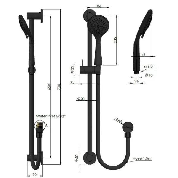 Meir Round 3 Function Rail Shower Shadow