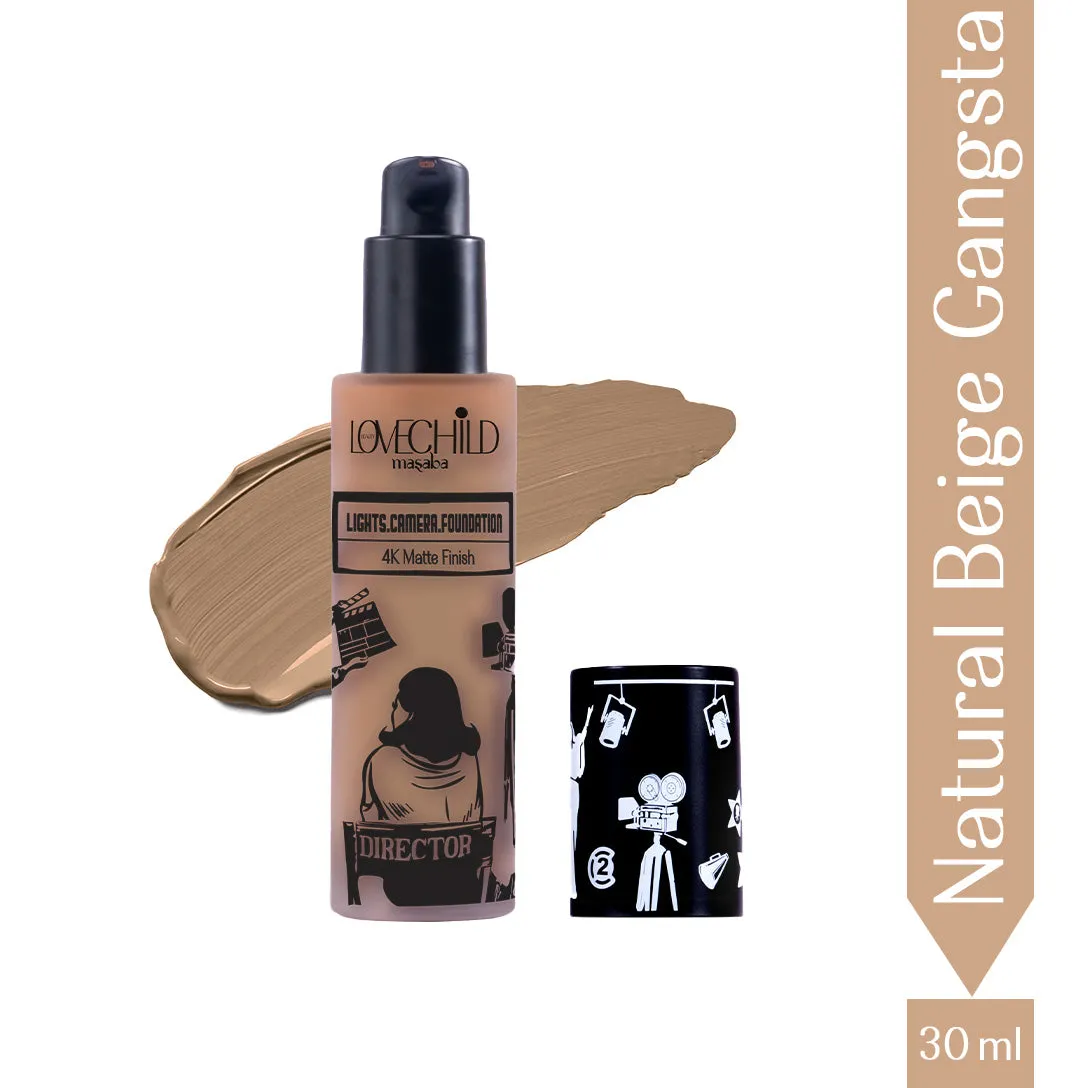 Natural Beige Gangsta- Lights Camera Foundation  4K Matte Finish