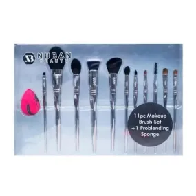 Nuban 11pc Makeup Brush and Pro Blending Sponge Set