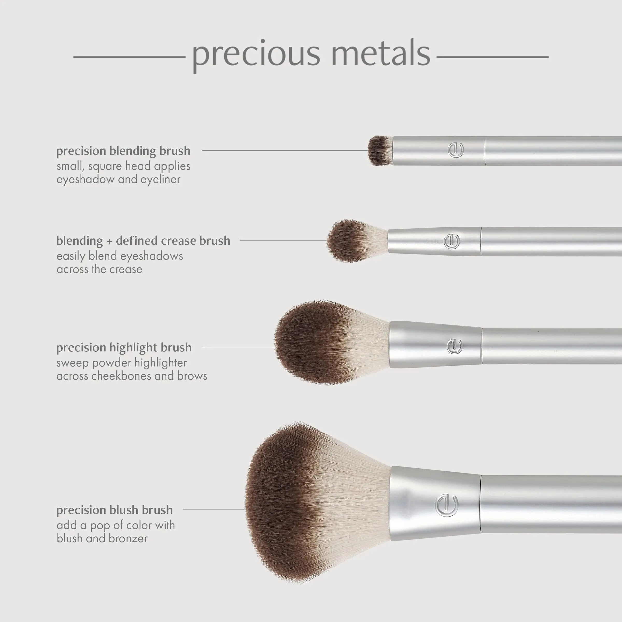 Precious Metals Cheek   Eye Highlight Makeup Brush Set