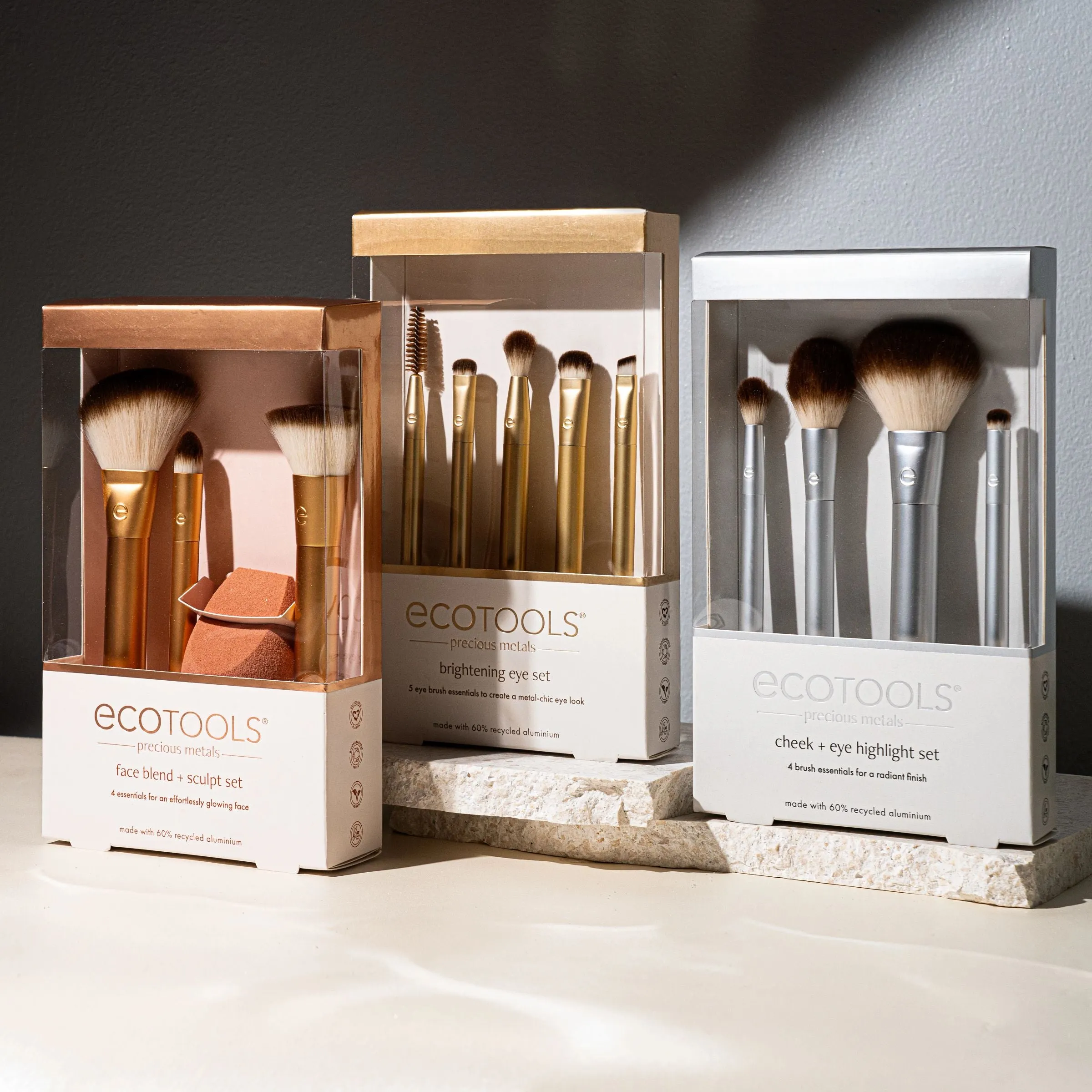 Precious Metals Cheek   Eye Highlight Makeup Brush Set