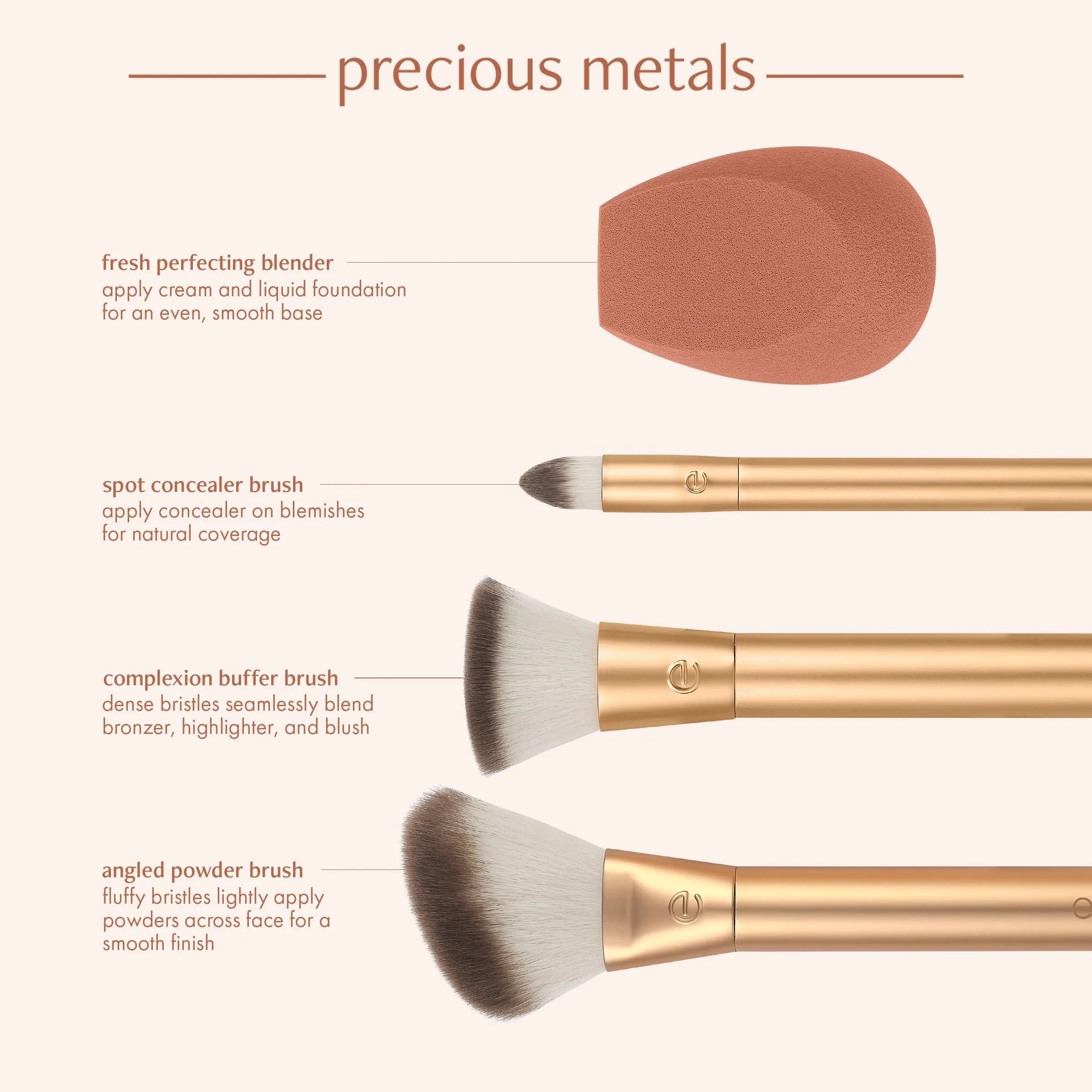 Precious Metals Face Blend   Sculpt Makeup Brush Set