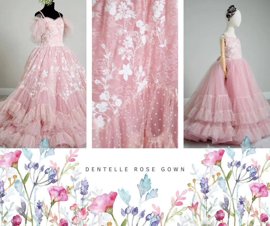 "Dentelle Rose" -   Floor length   Cuffs  Teen /Adult  ( 14 Year - Petite 18  Year)