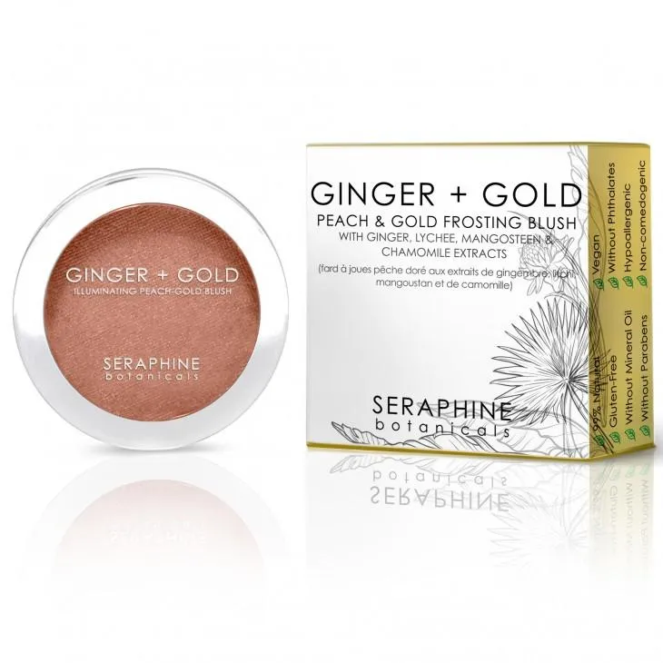 Seraphine Botanicals Ginger   Gold Illuminating Peach Frosting Blush - Vegan Cheek Color 0.11 oz