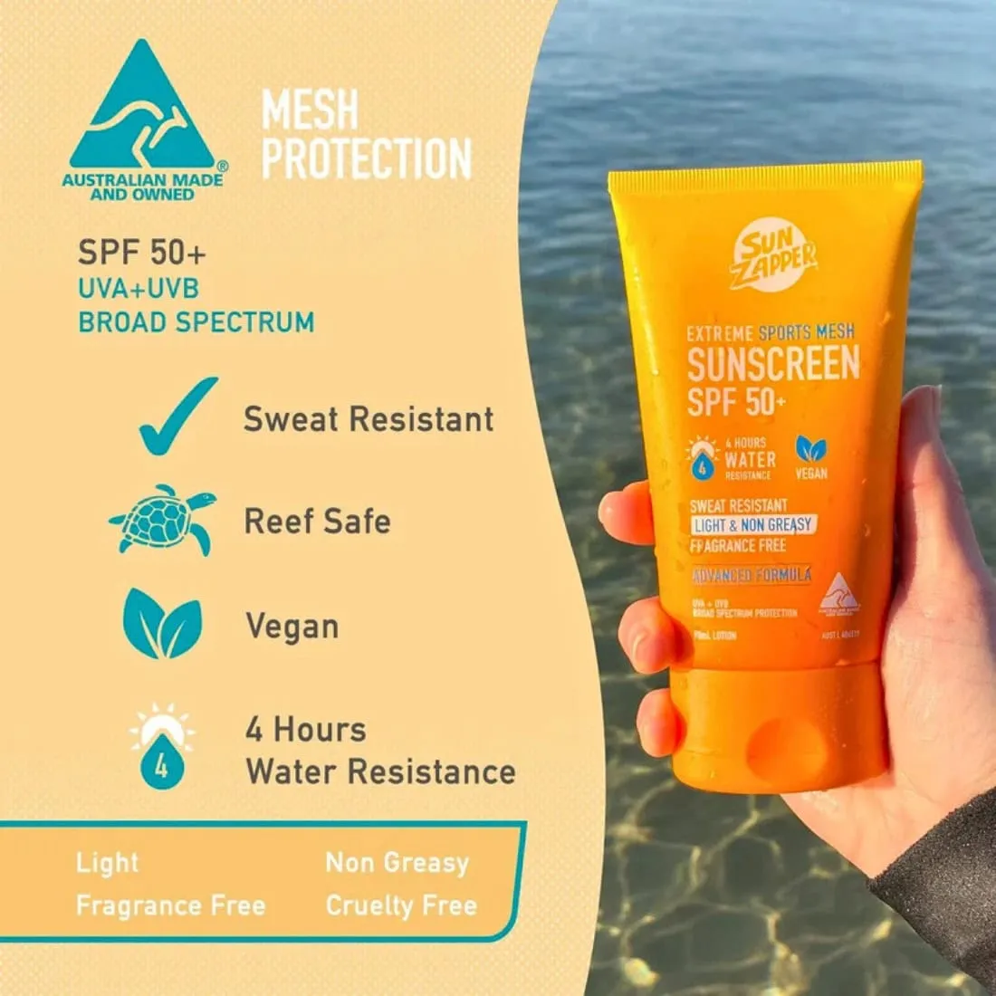 Sun Zapper Sports Mesh Extreme 4Hrs Waterproof Sunscreen - Clear