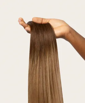 Toffee Ombre, 20" Volumiser Quad Clip-In Weft, T4-18 | 45g