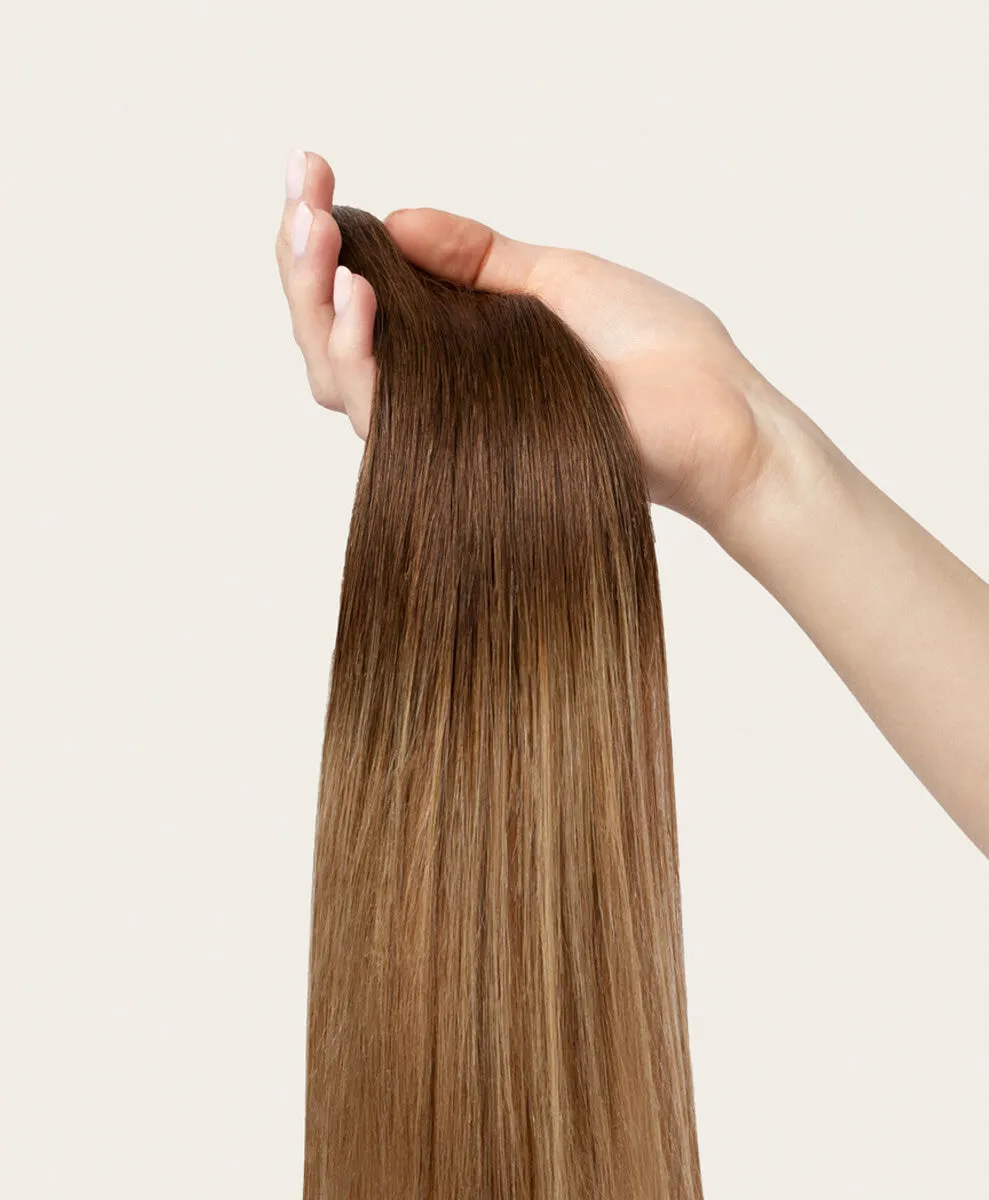 Toffee Ombre, 20" Volumiser Quad Clip-In Weft, T4-18 | 45g