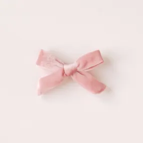 Velveteen Velvet Bow Children's Hair Clips - Blush