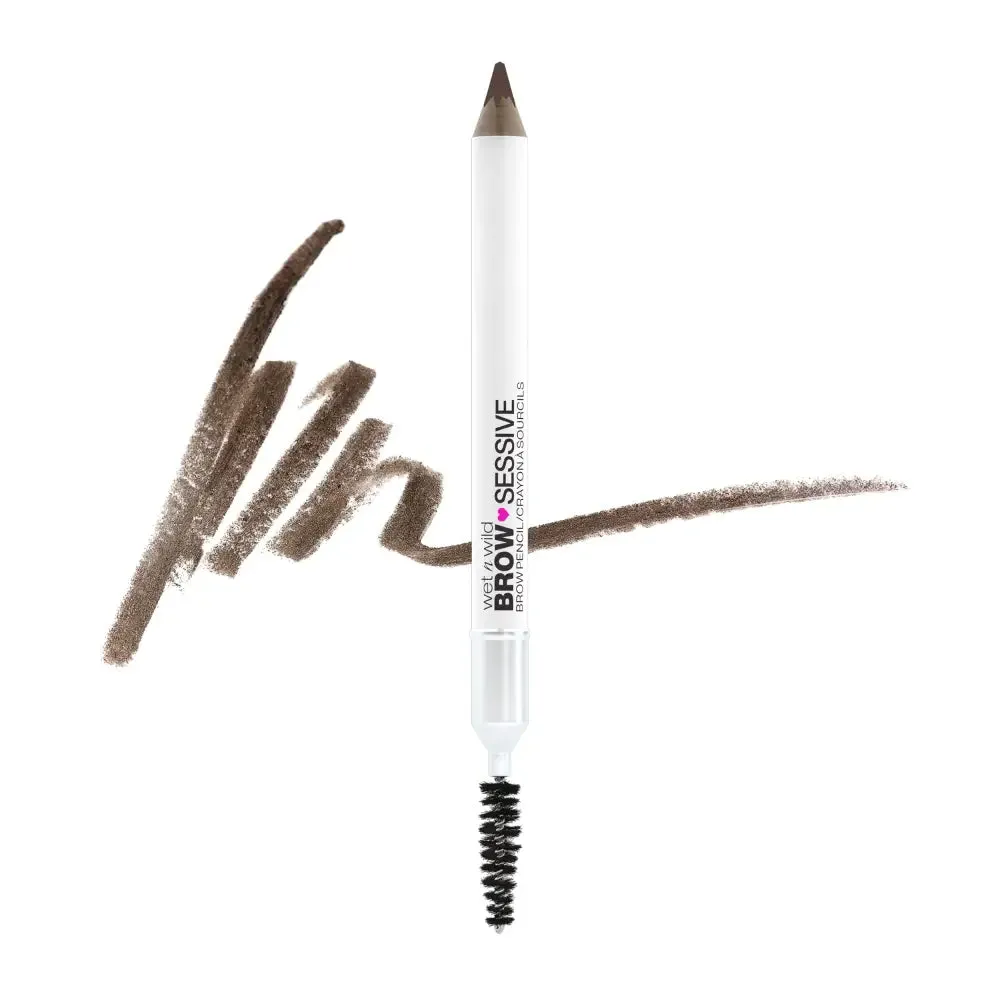 wet n wild Brow-Sessive Brow Pencil 9g- Medium Brown, Dual-Ended Eyebrow Pencil with Spoolie Brush for Thin and Thick Eyebrows, Natural Look Formula, Buildable Color Definition