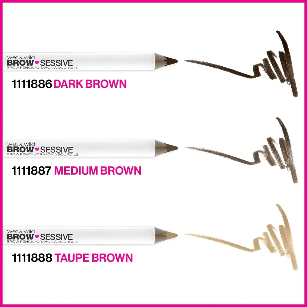 wet n wild Brow-Sessive Brow Pencil 9g- Medium Brown, Dual-Ended Eyebrow Pencil with Spoolie Brush for Thin and Thick Eyebrows, Natural Look Formula, Buildable Color Definition